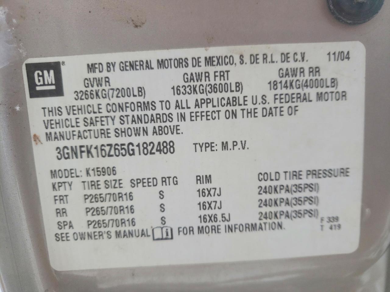 2005 CHEVROLET SUBURBAN K1500 photo 13