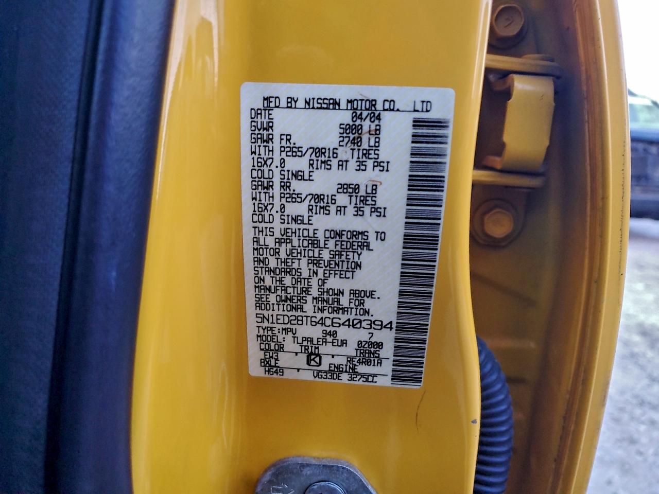 2004 NISSAN XTERRA XE photo 13