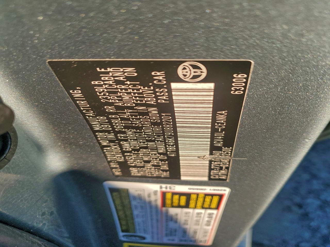2009 TOYOTA CAMRY BASE photo 12