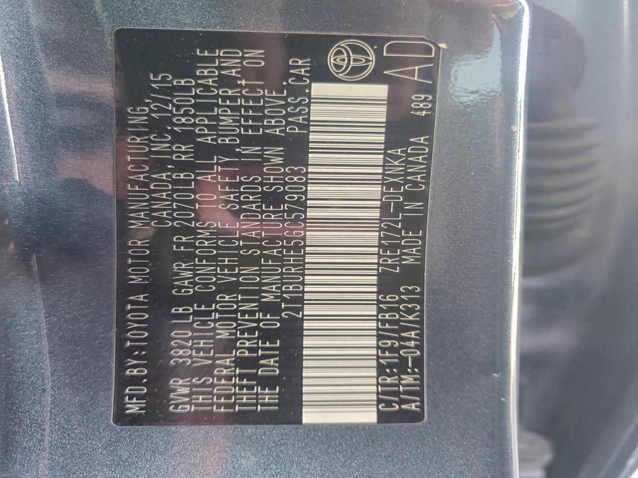 2016 TOYOTA COROLLA LE photo 12