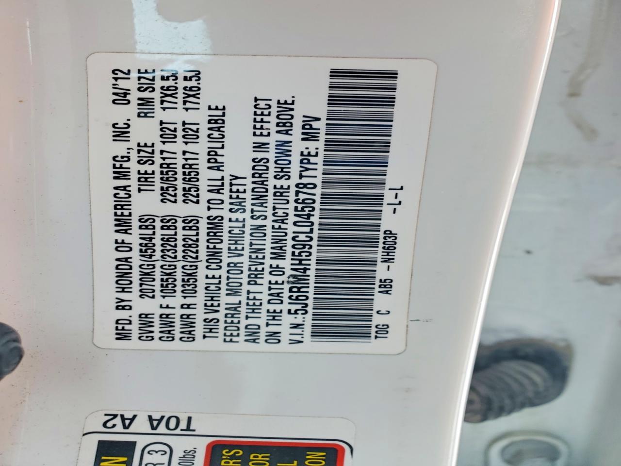 2012 HONDA CR-V EX photo 13