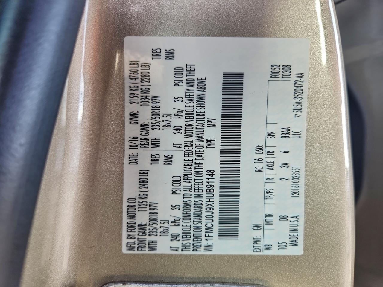 2017 FORD ESCAPE TITANIUM photo 13