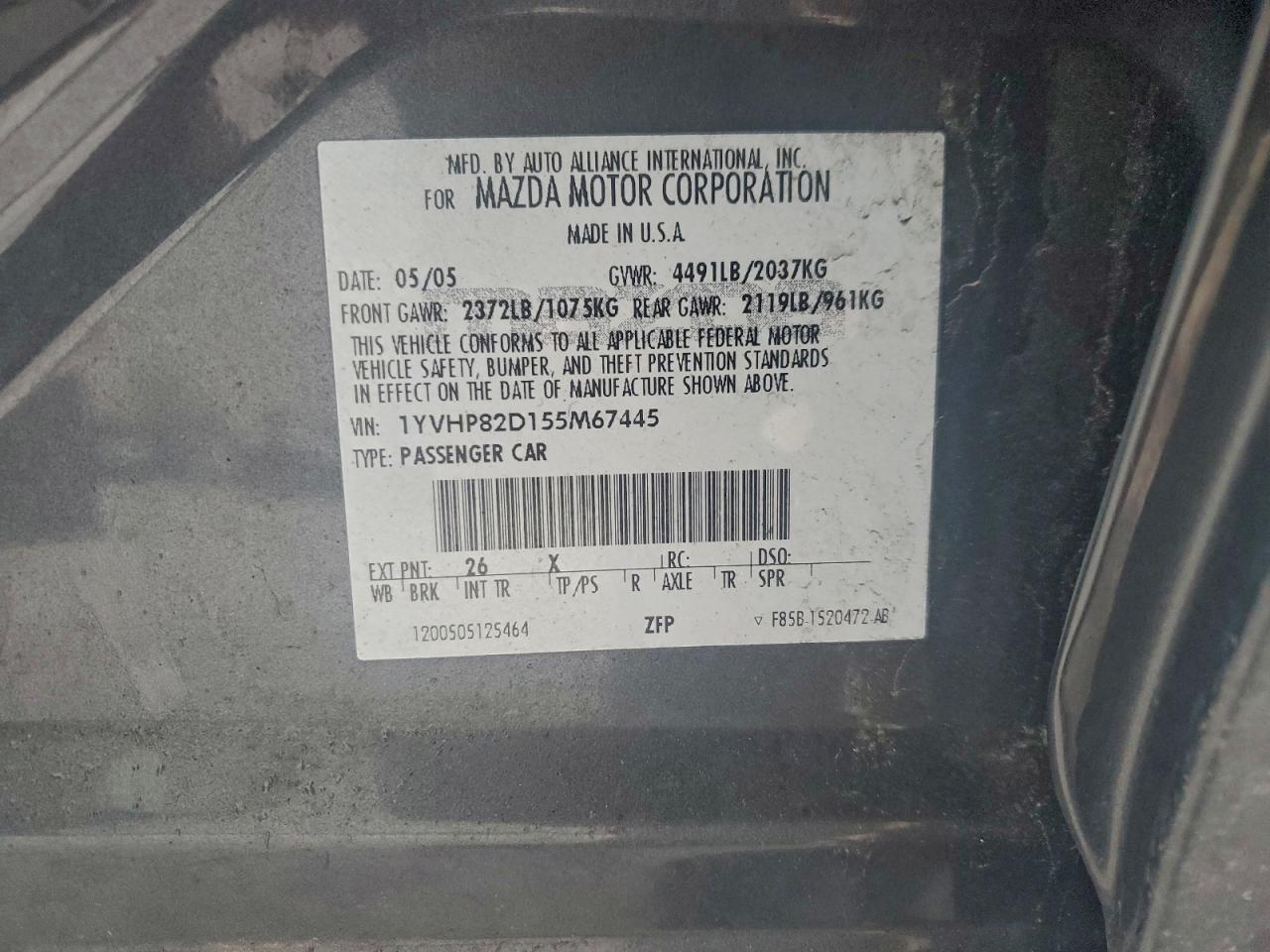 2005 MAZDA 6 S photo 13