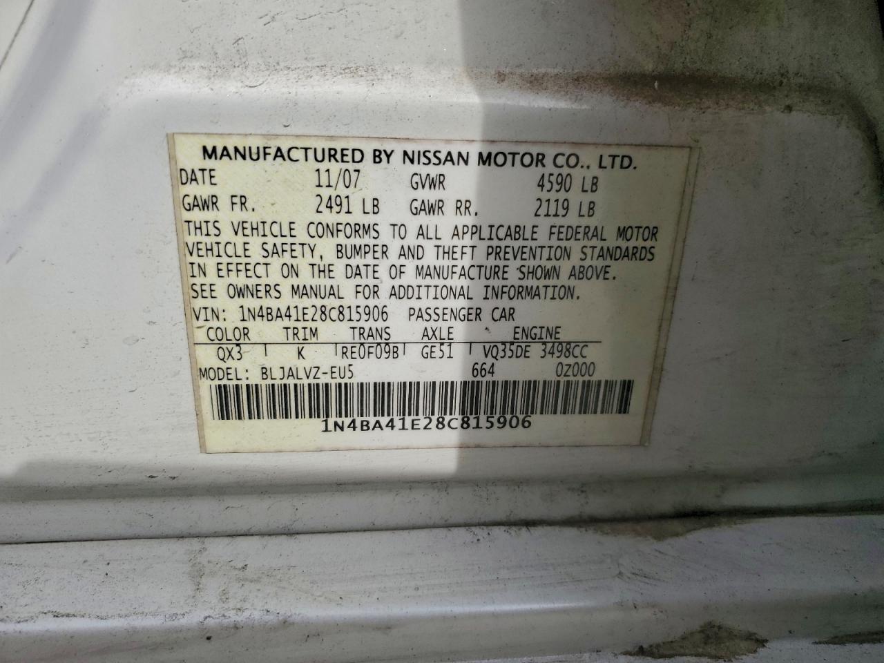 2008 NISSAN MAXIMA SE photo 12