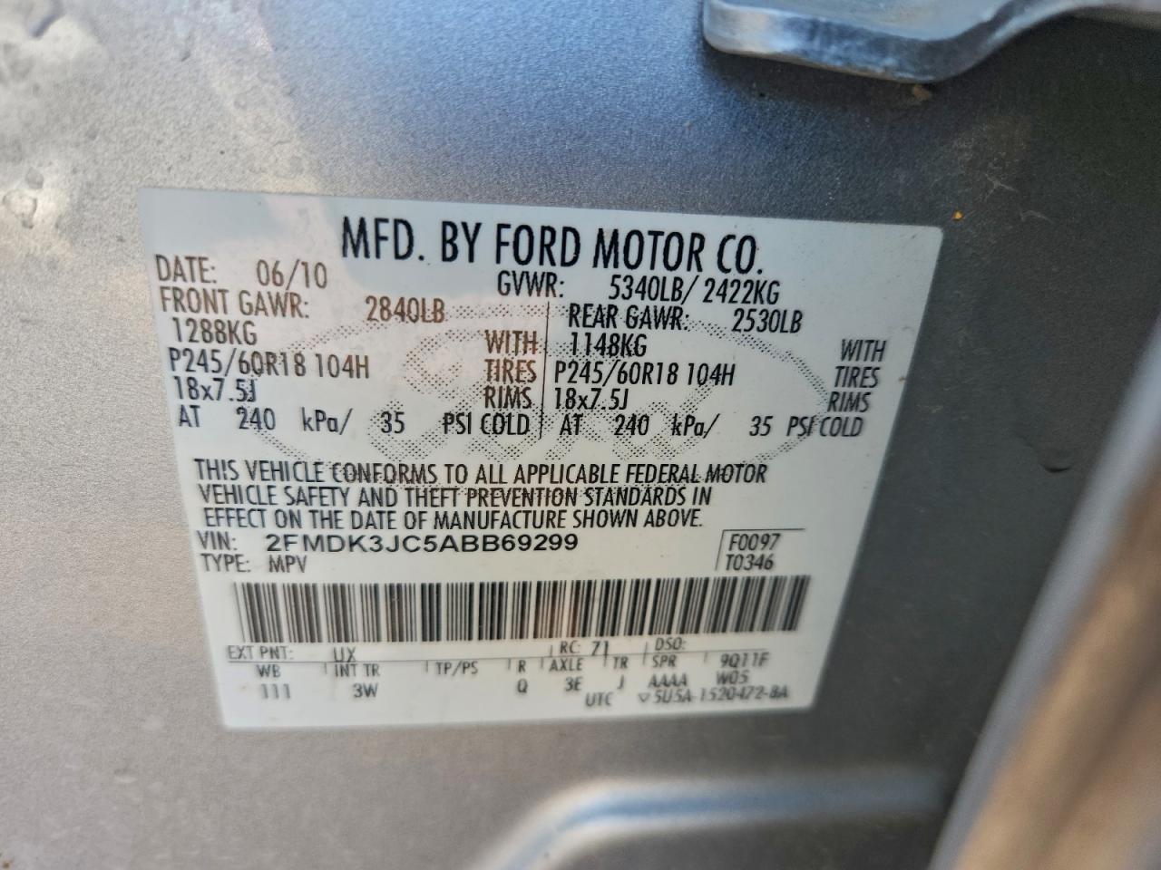 2010 FORD EDGE SEL photo 12