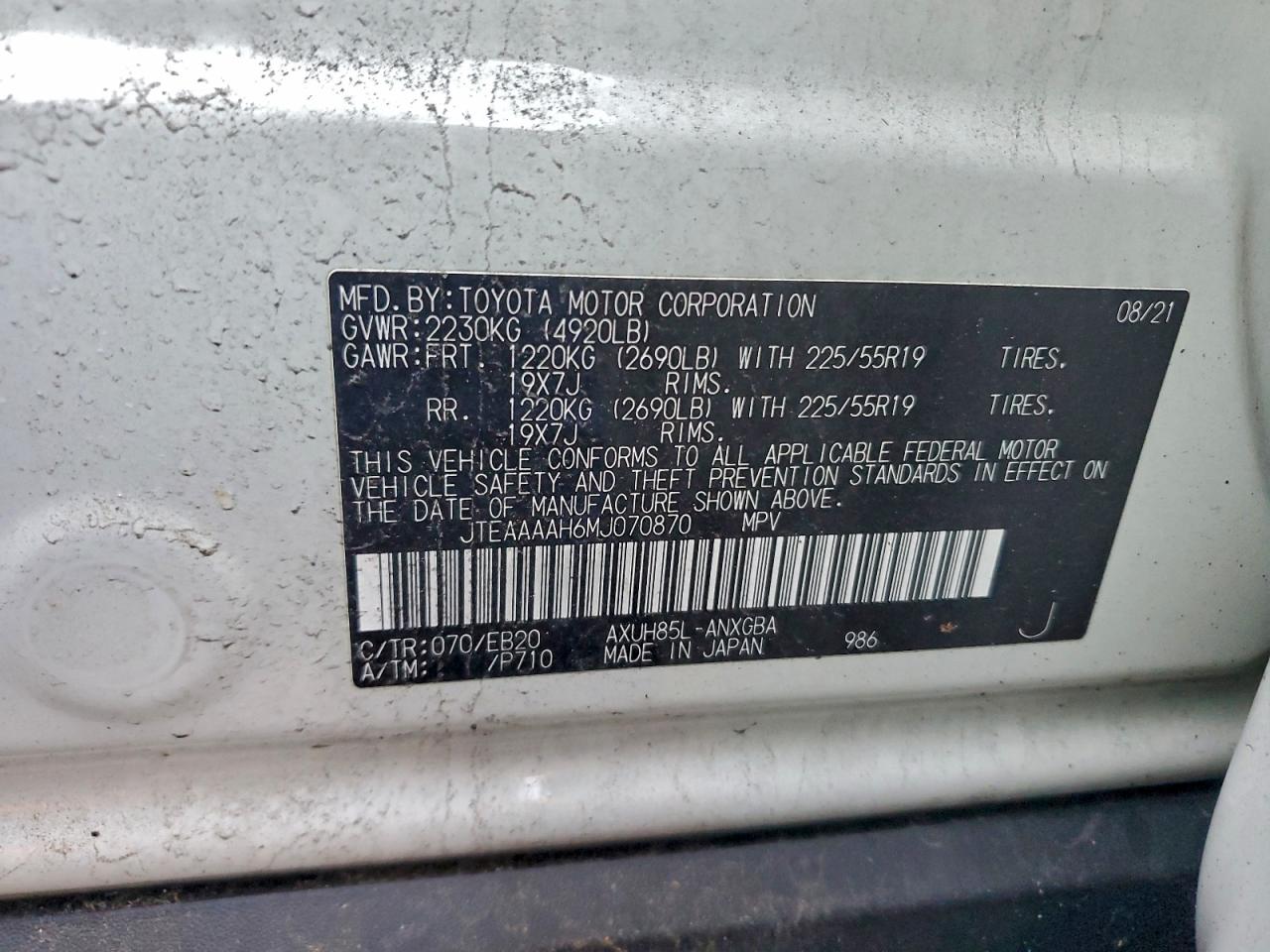 2021 TOYOTA VENZA LE photo 13