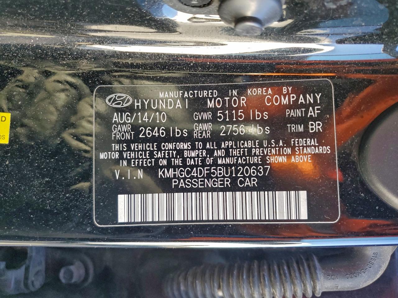 2011 HYUNDAI GENESIS 4.6L photo 37