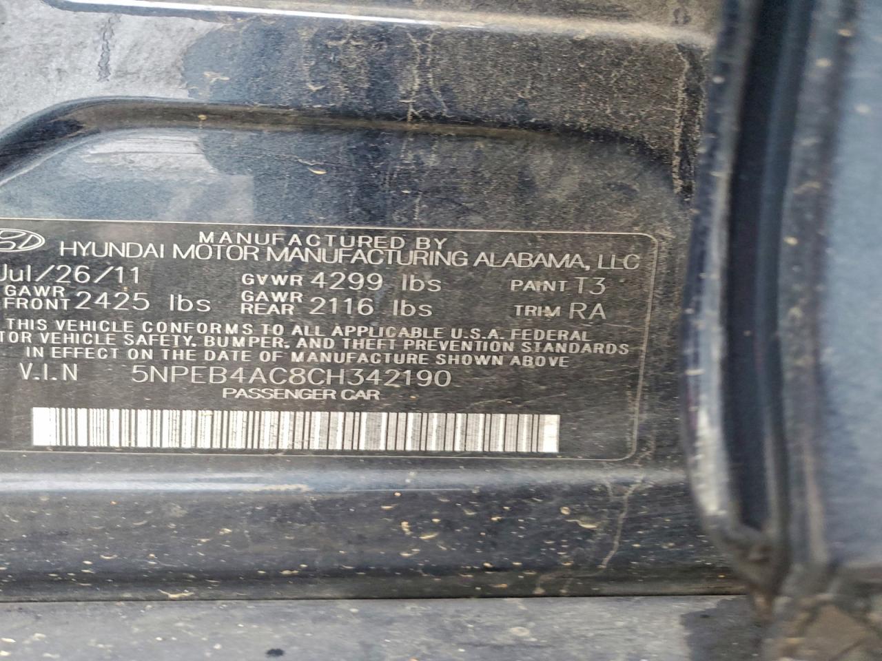 2012 HYUNDAI SONATA GLS photo 12