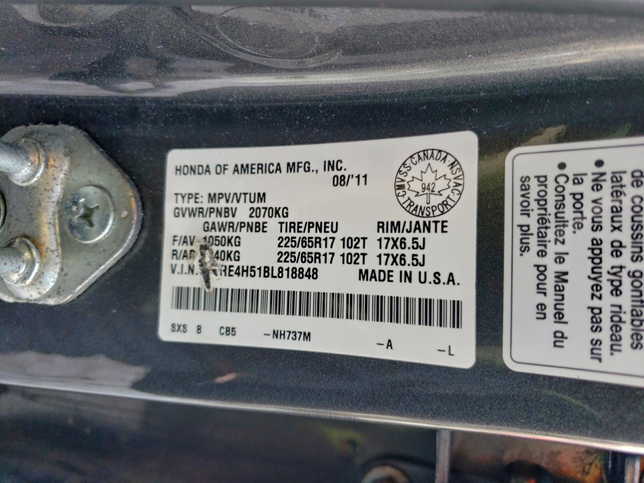2011 HONDA CR-V EX photo 13