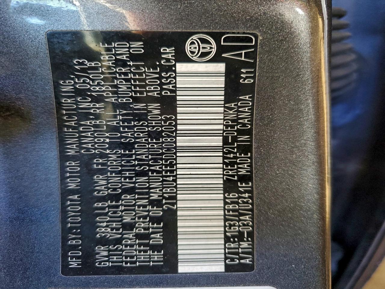 2013 TOYOTA COROLLA BASE photo 12