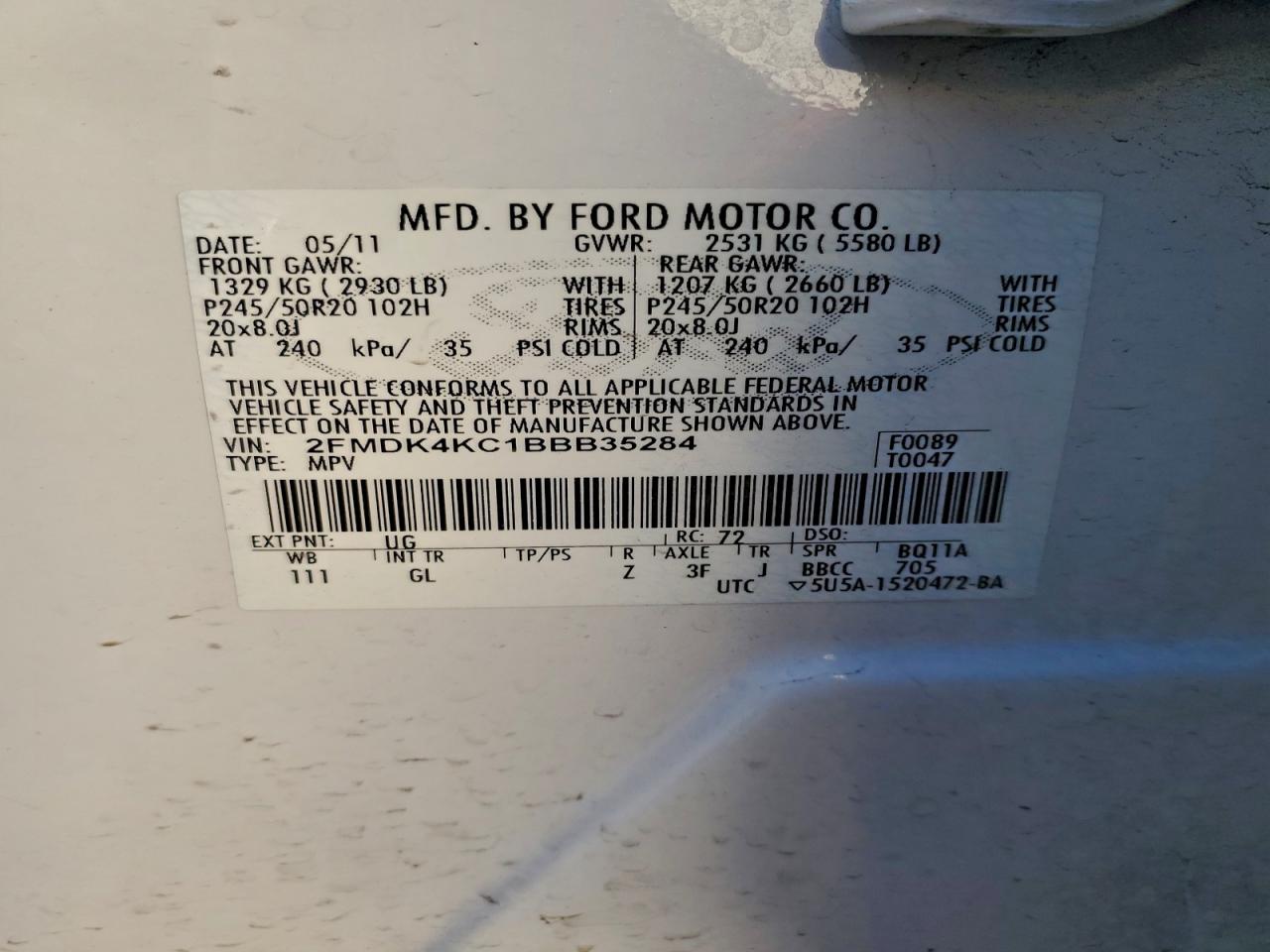 2011 FORD EDGE LIMITED photo 13
