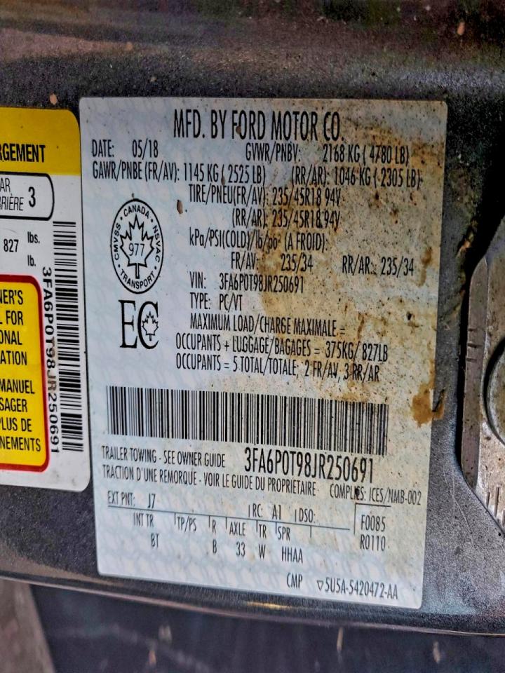 2018 FORD FUSION SE photo 13