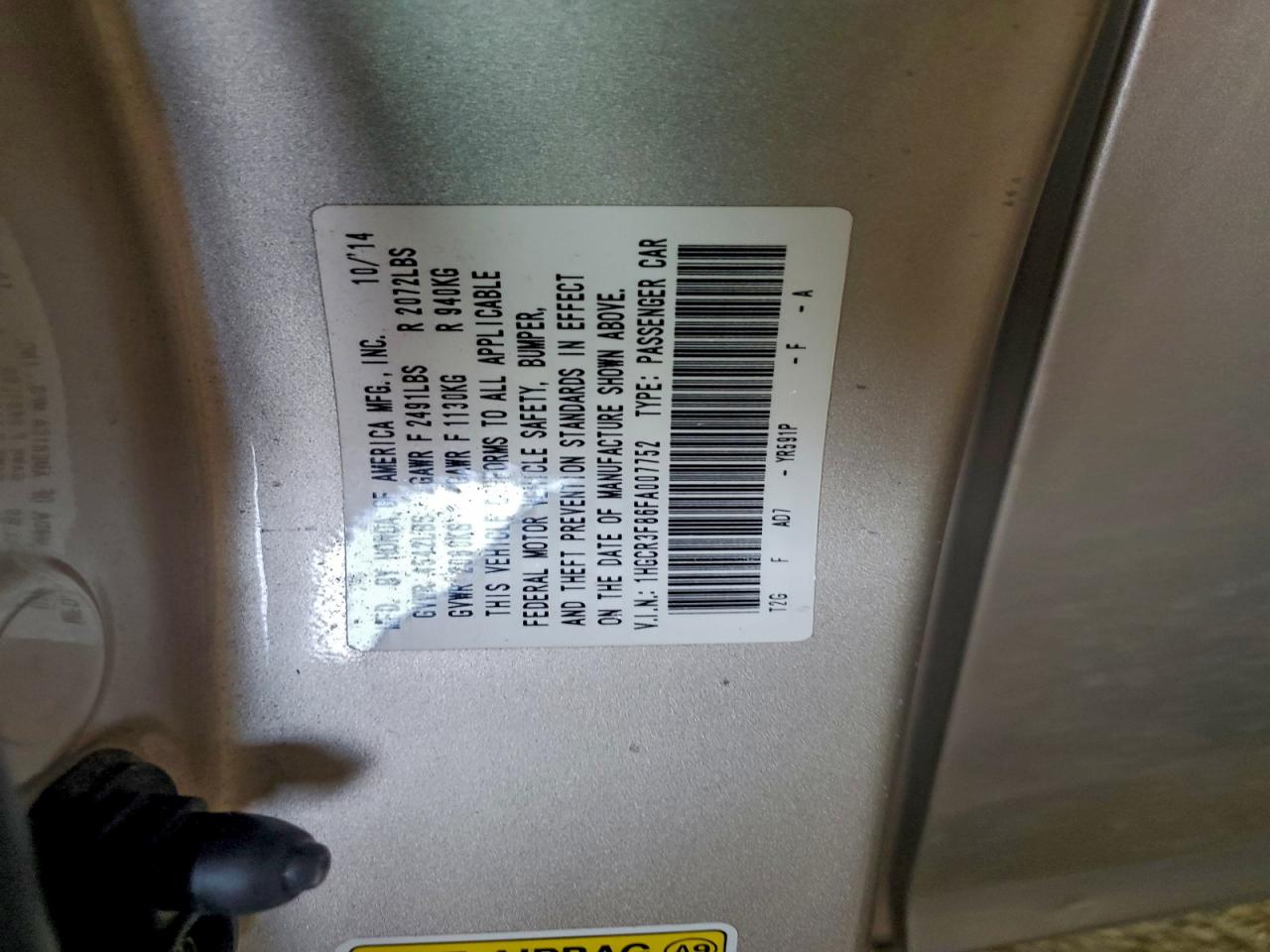 2015 HONDA ACCORD EXL photo 13
