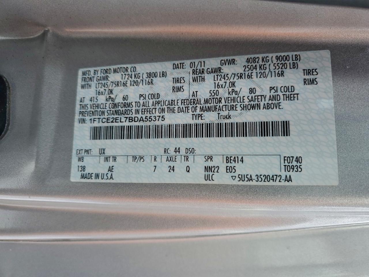 2011 FORD ECONOLINE E250 VAN photo 13