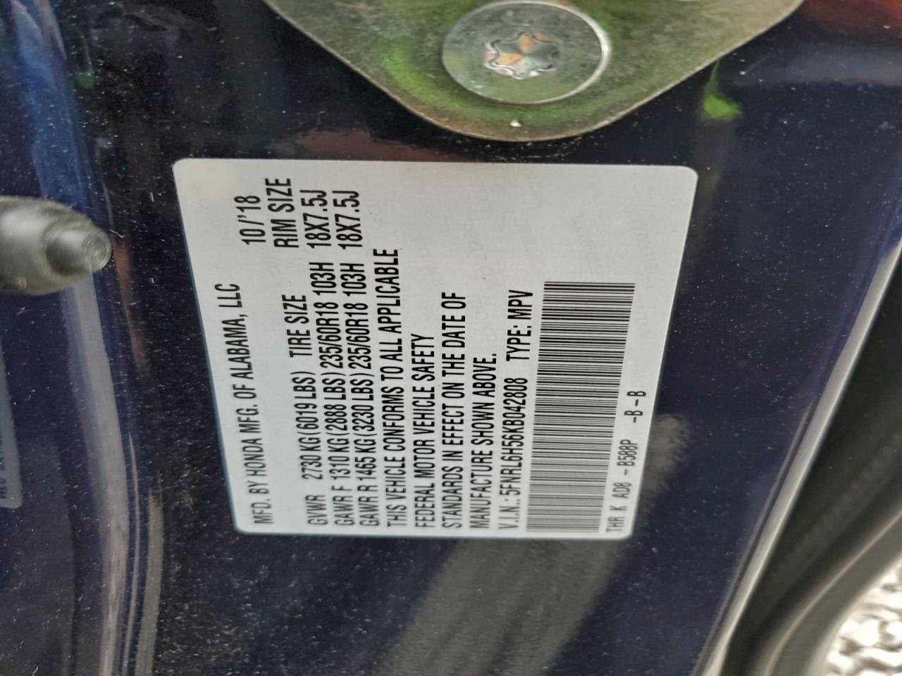 2019 HONDA ODYSSEY EX photo 14