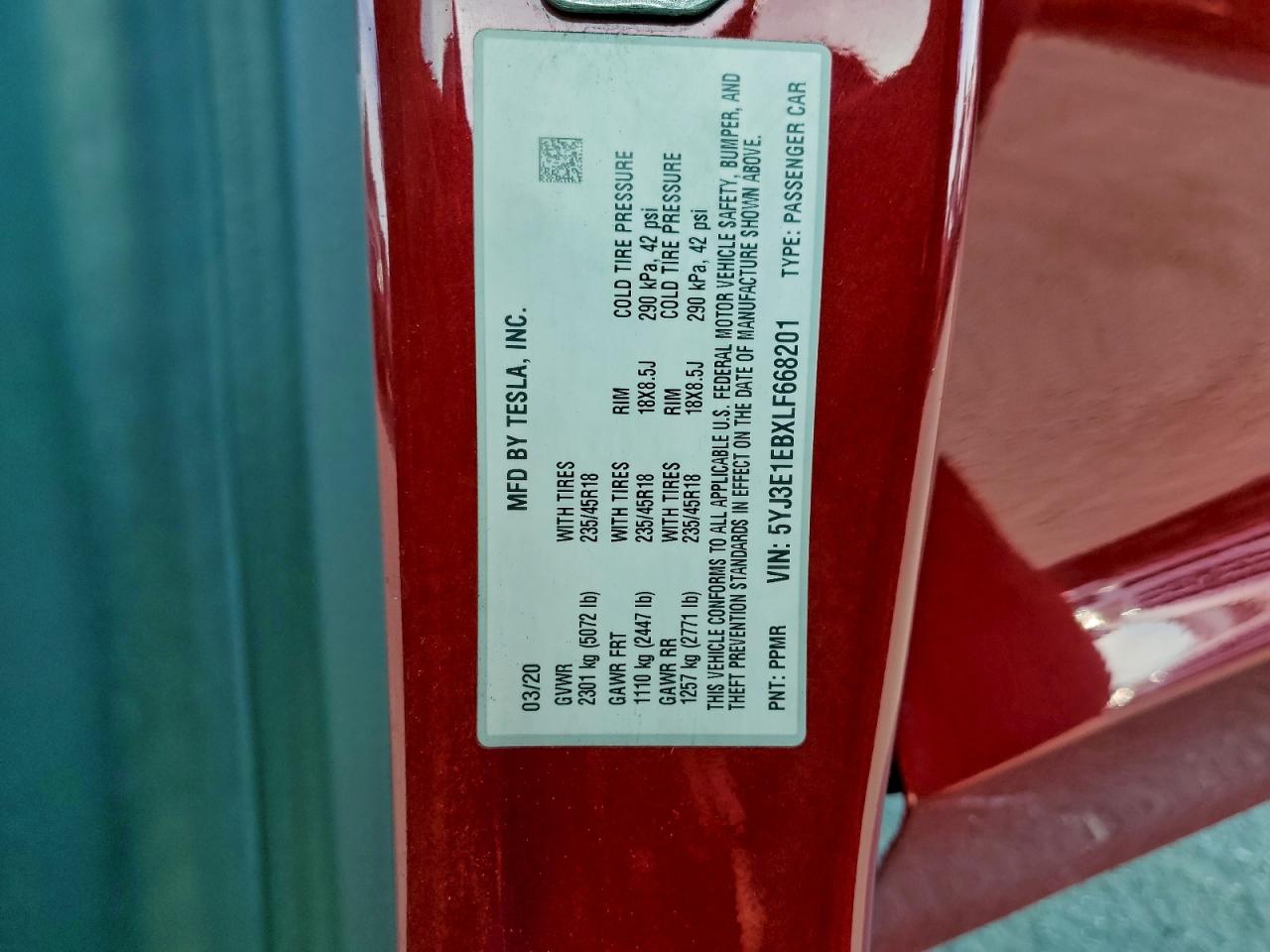 2020 TESLA MODEL 3 photo 12