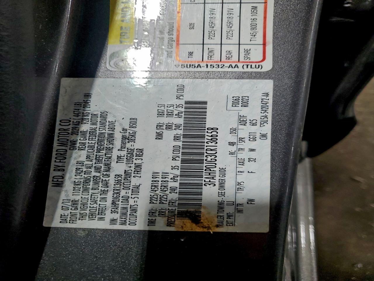 2012 FORD FUSION SEL photo 13
