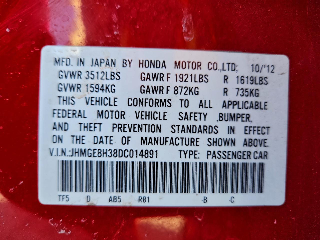 2013 HONDA FIT photo 12
