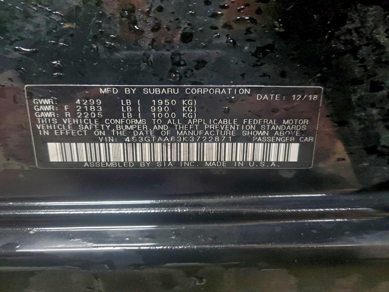 2019 SUBARU IMPREZA photo 12