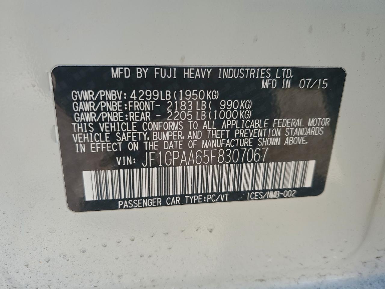2015 SUBARU IMPREZA photo 12