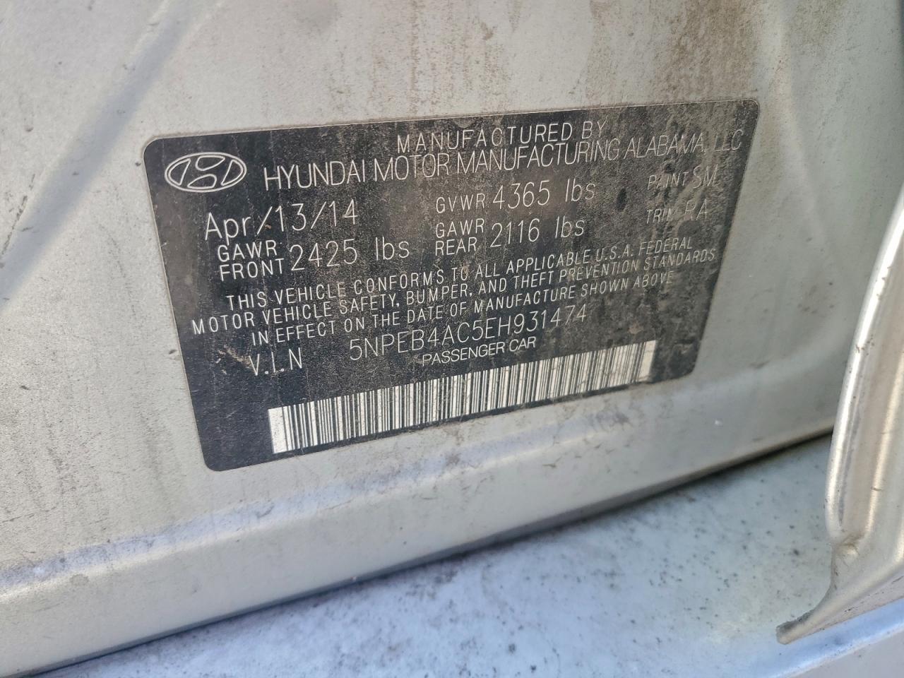 2014 HYUNDAI SONATA GLS photo 34