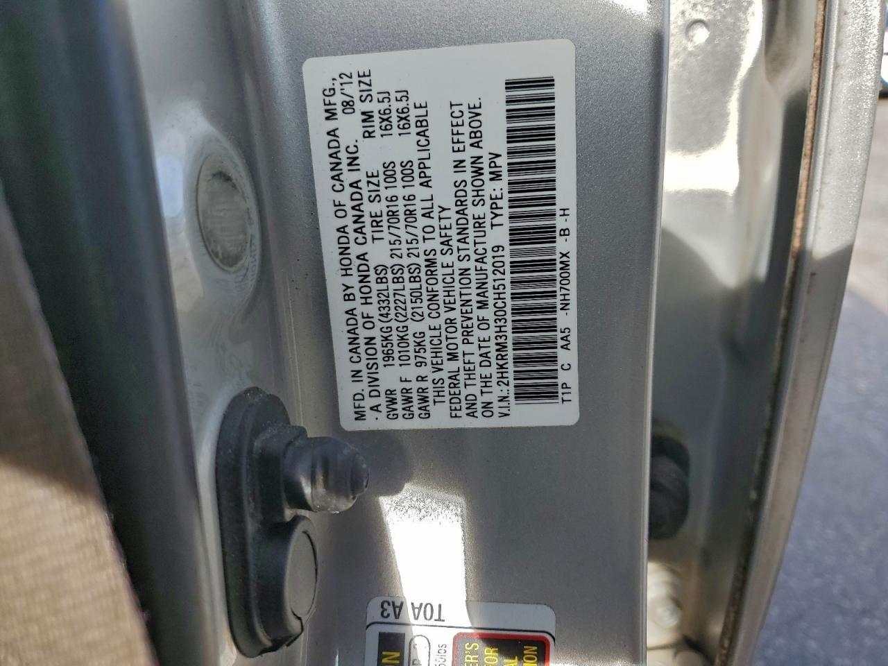 2012 HONDA CR-V LX photo 13