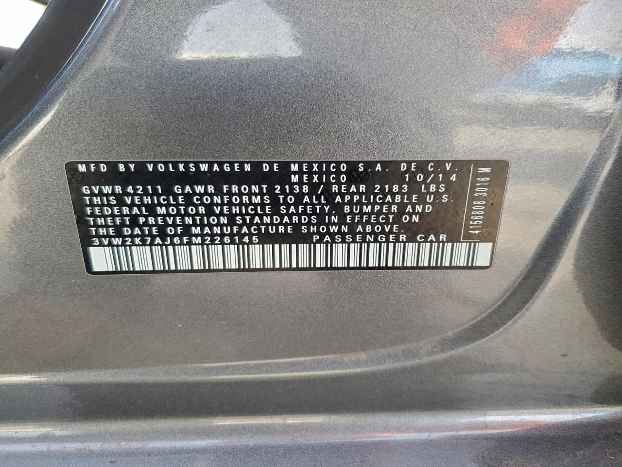 2015 VOLKSWAGEN JETTA BASE photo 12