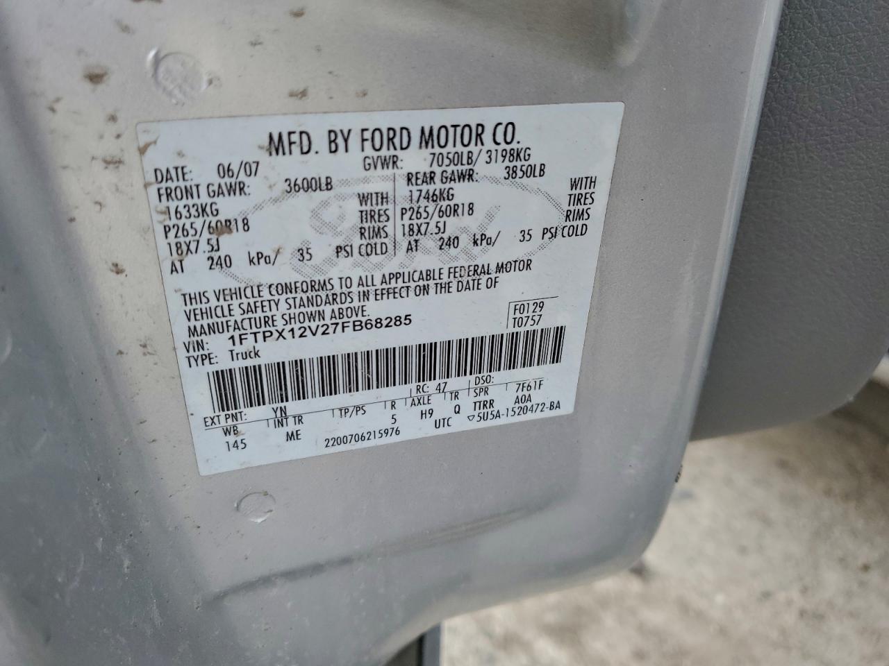 2007 FORD F150 photo 12