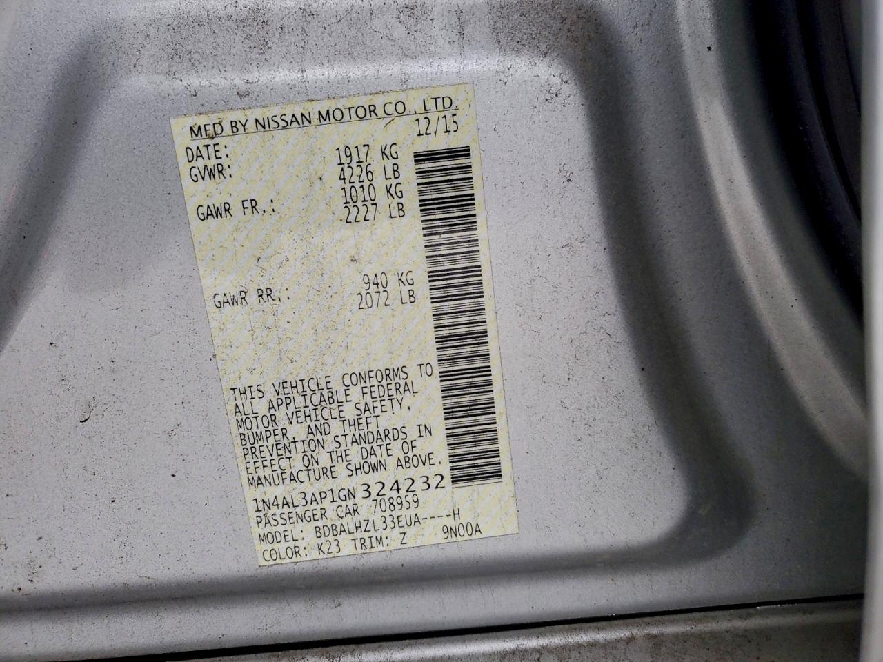 2016 NISSAN ALTIMA 2.5 photo 23