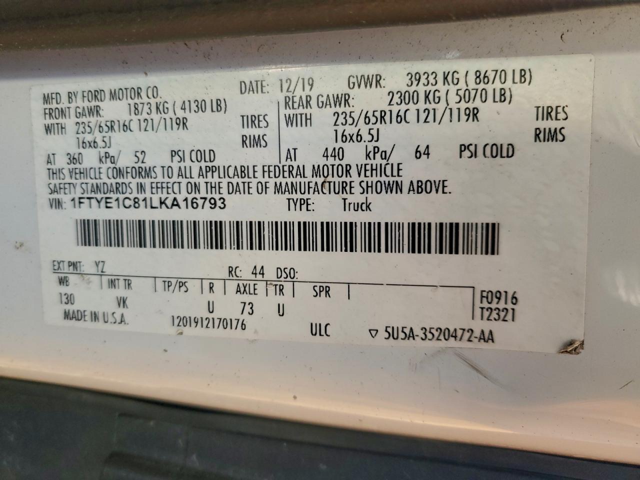 2020 FORD TRANSIT T-150 photo 25
