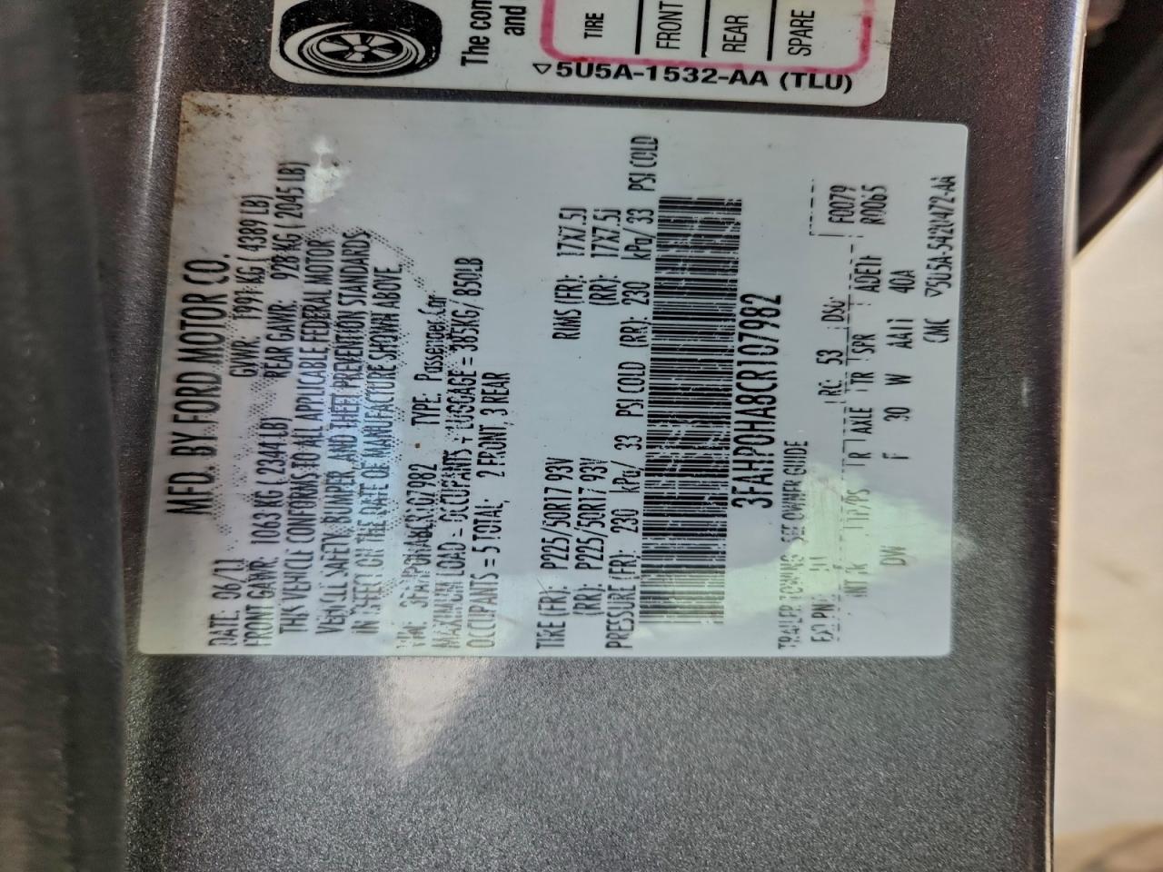 2012 FORD FUSION SE photo 12