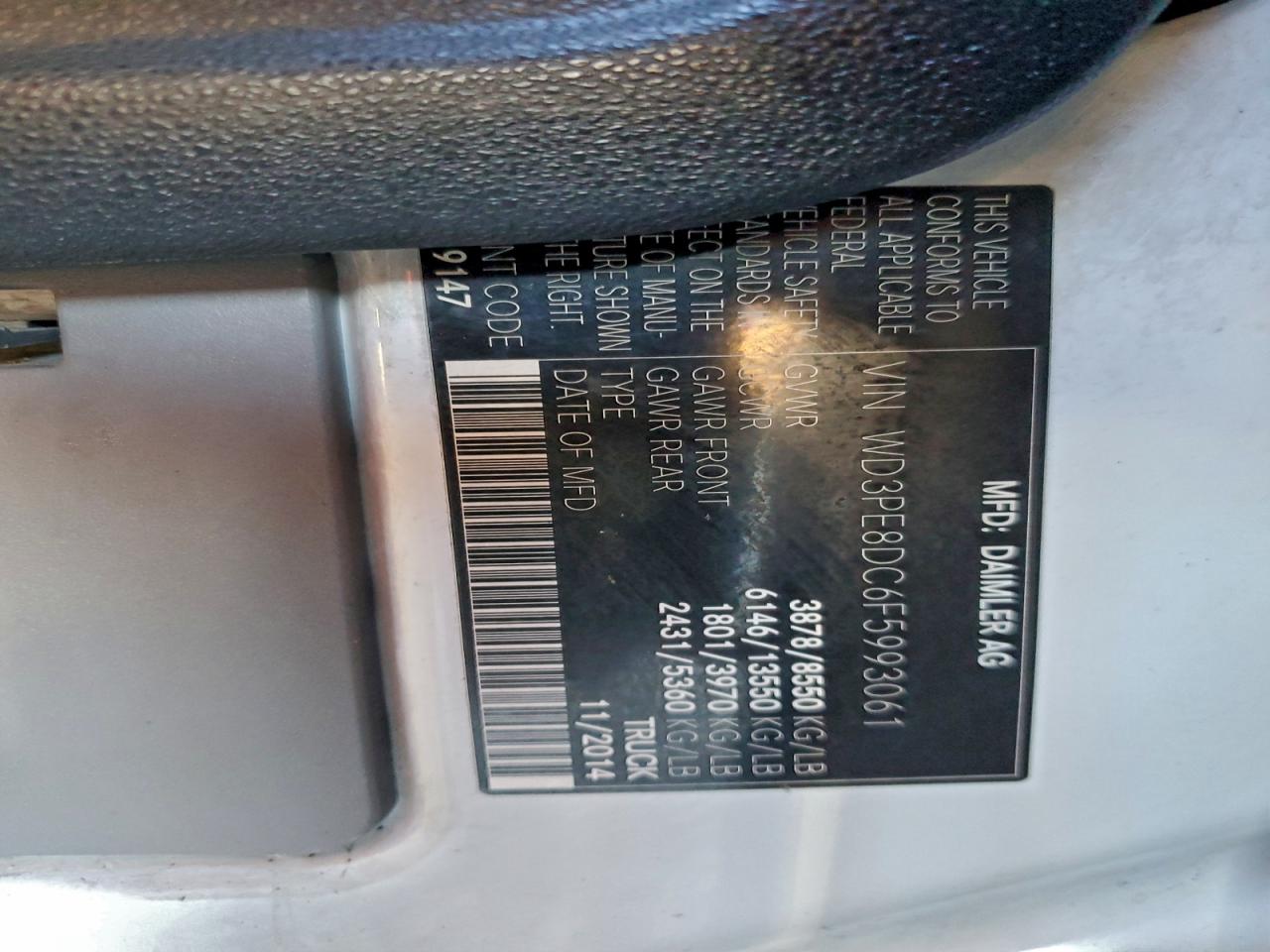 2015 MERCEDES-BENZ SPRINTER 2500 photo 13