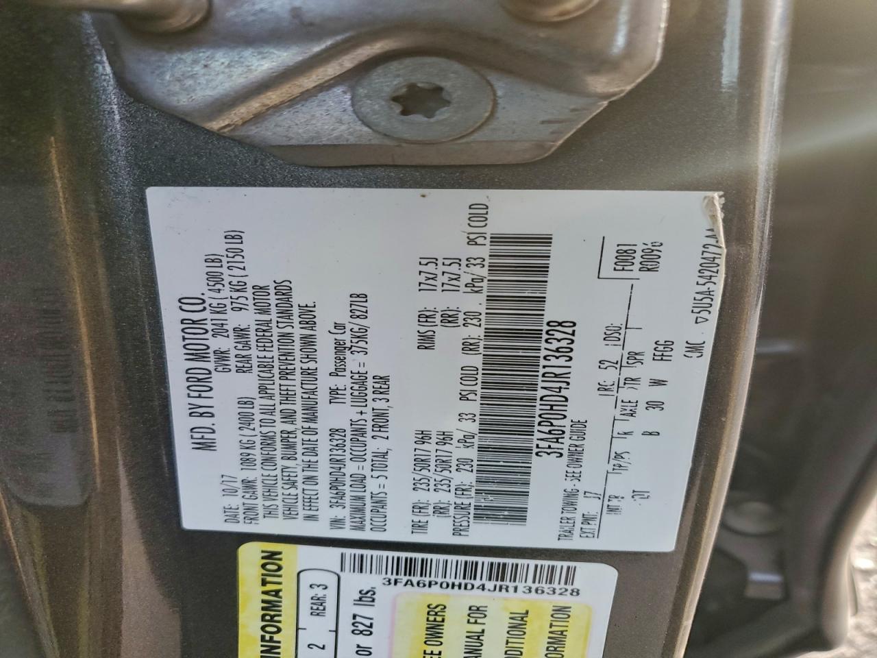 2018 FORD FUSION SE photo 23