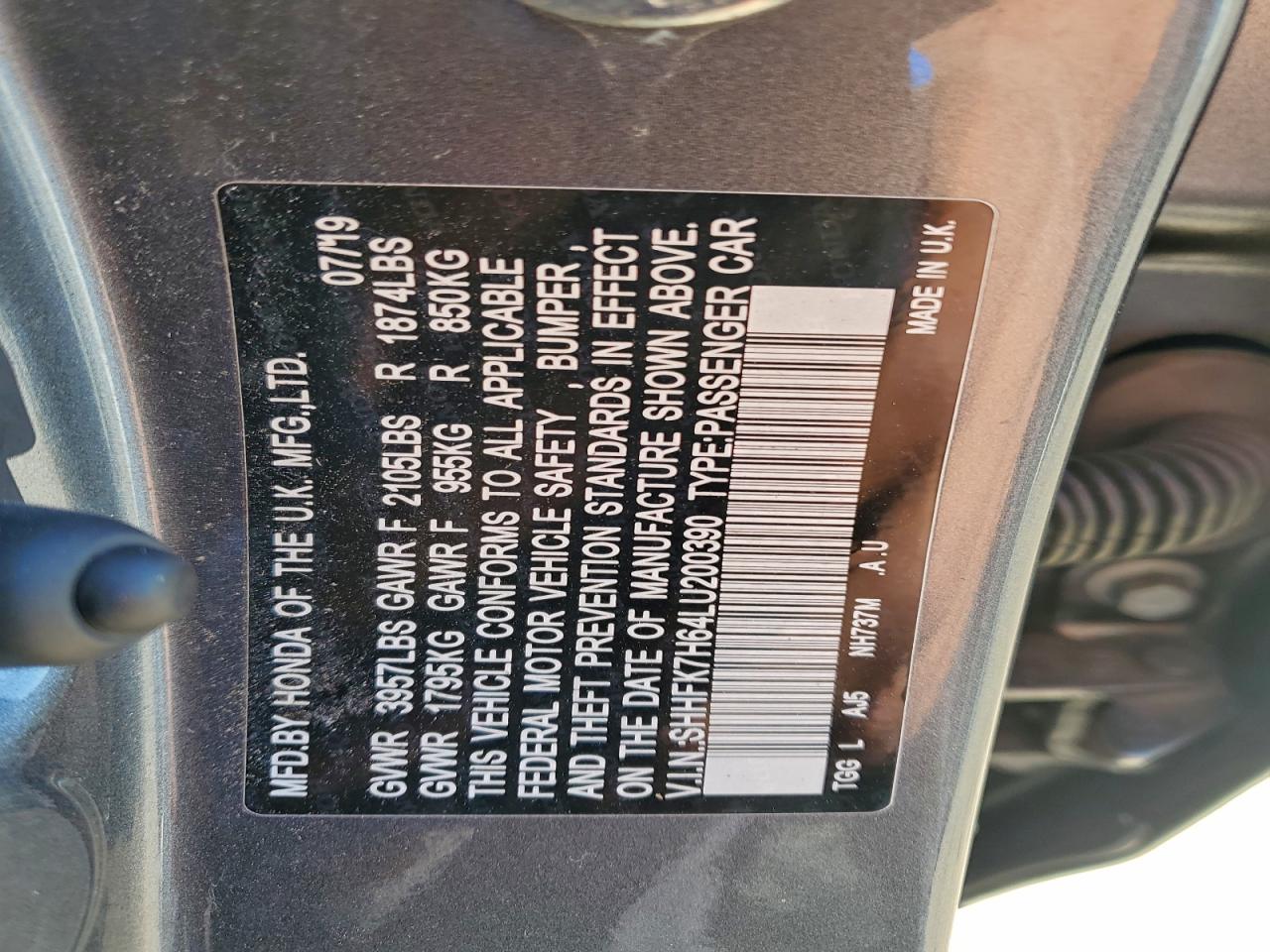 2020 HONDA CIVIC EX photo 37