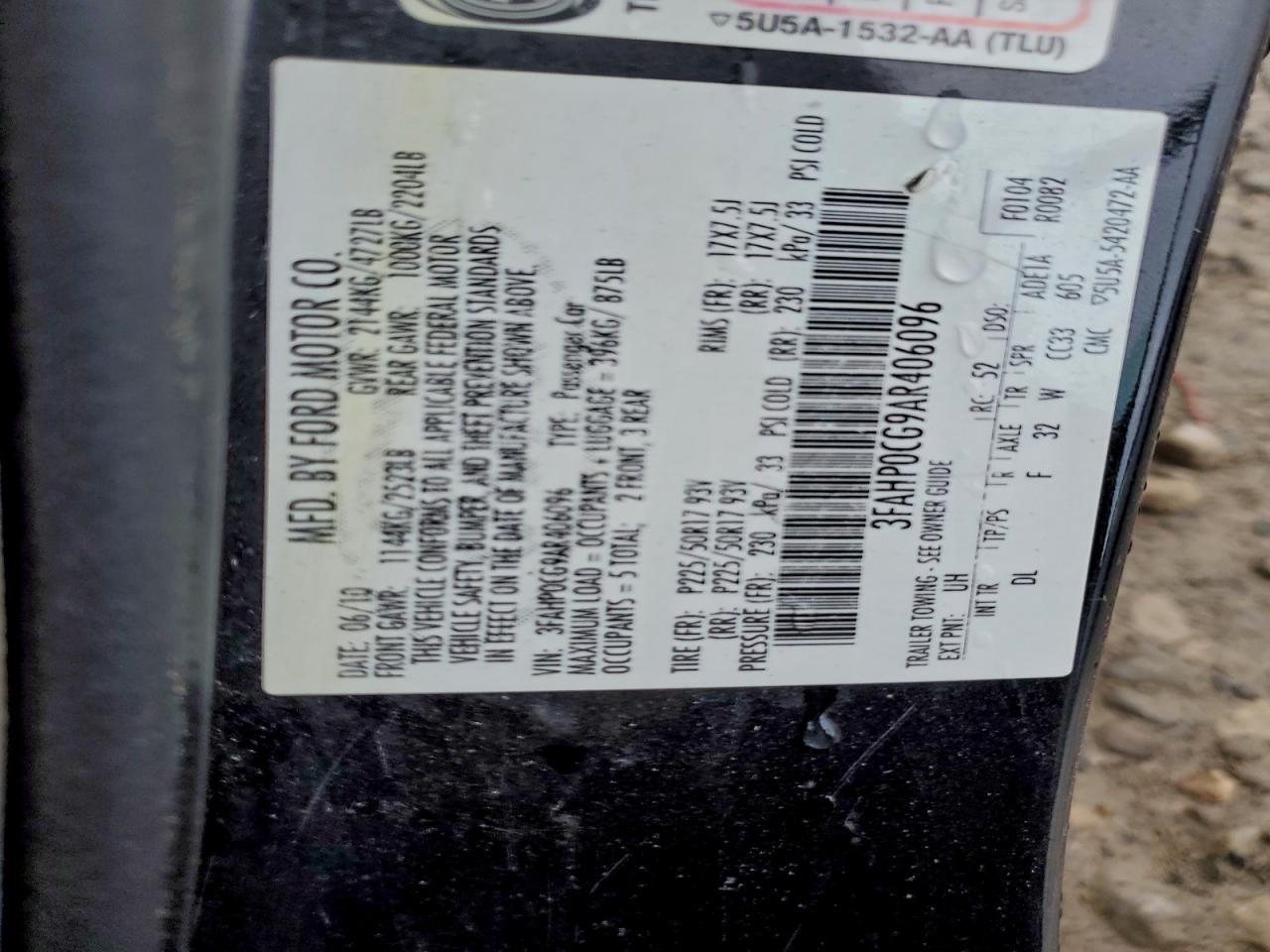 2010 FORD FUSION SEL photo 12