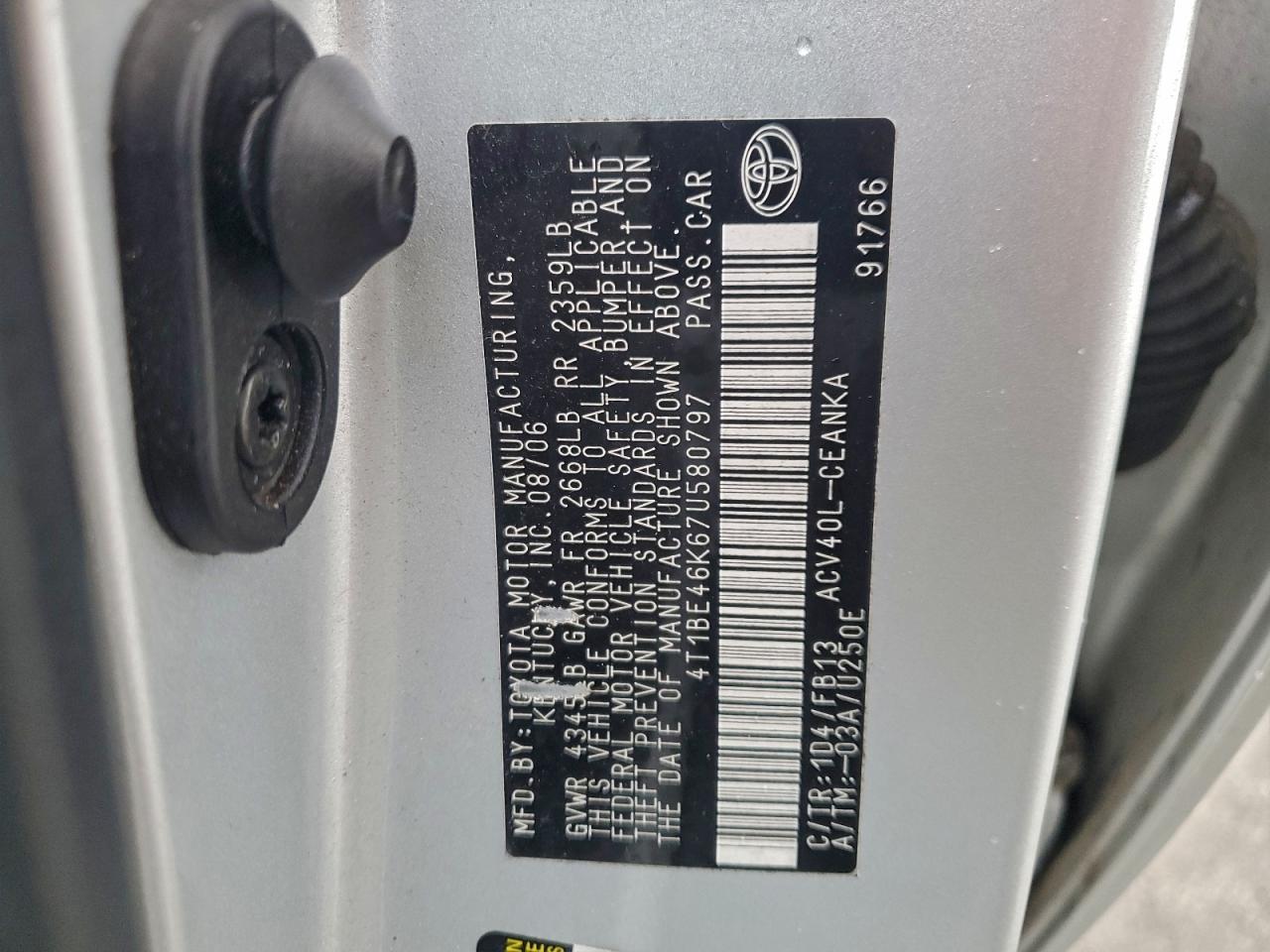 2007 TOYOTA CAMRY LE photo 45