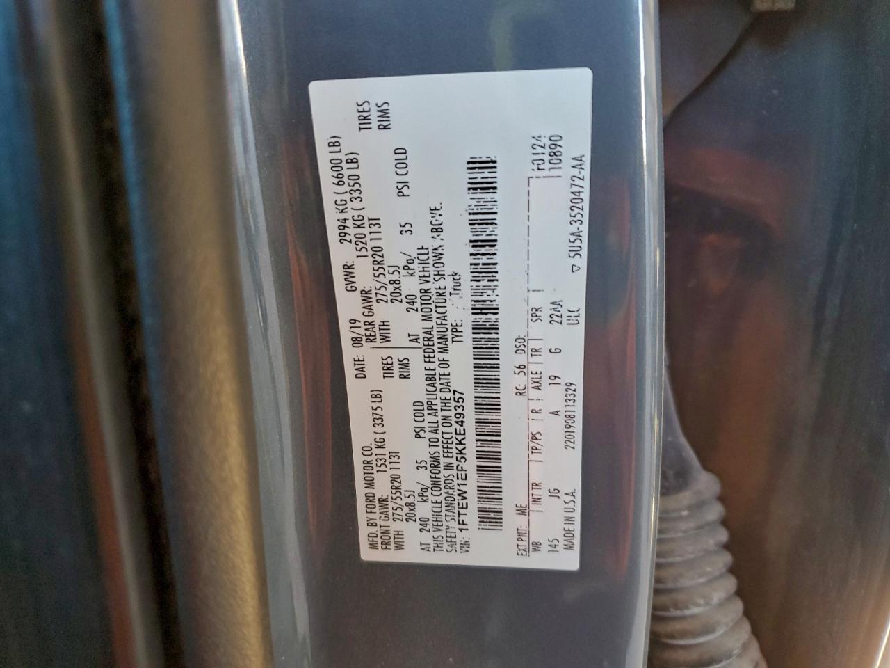 2019 FORD F150 SUPERCREW photo 12
