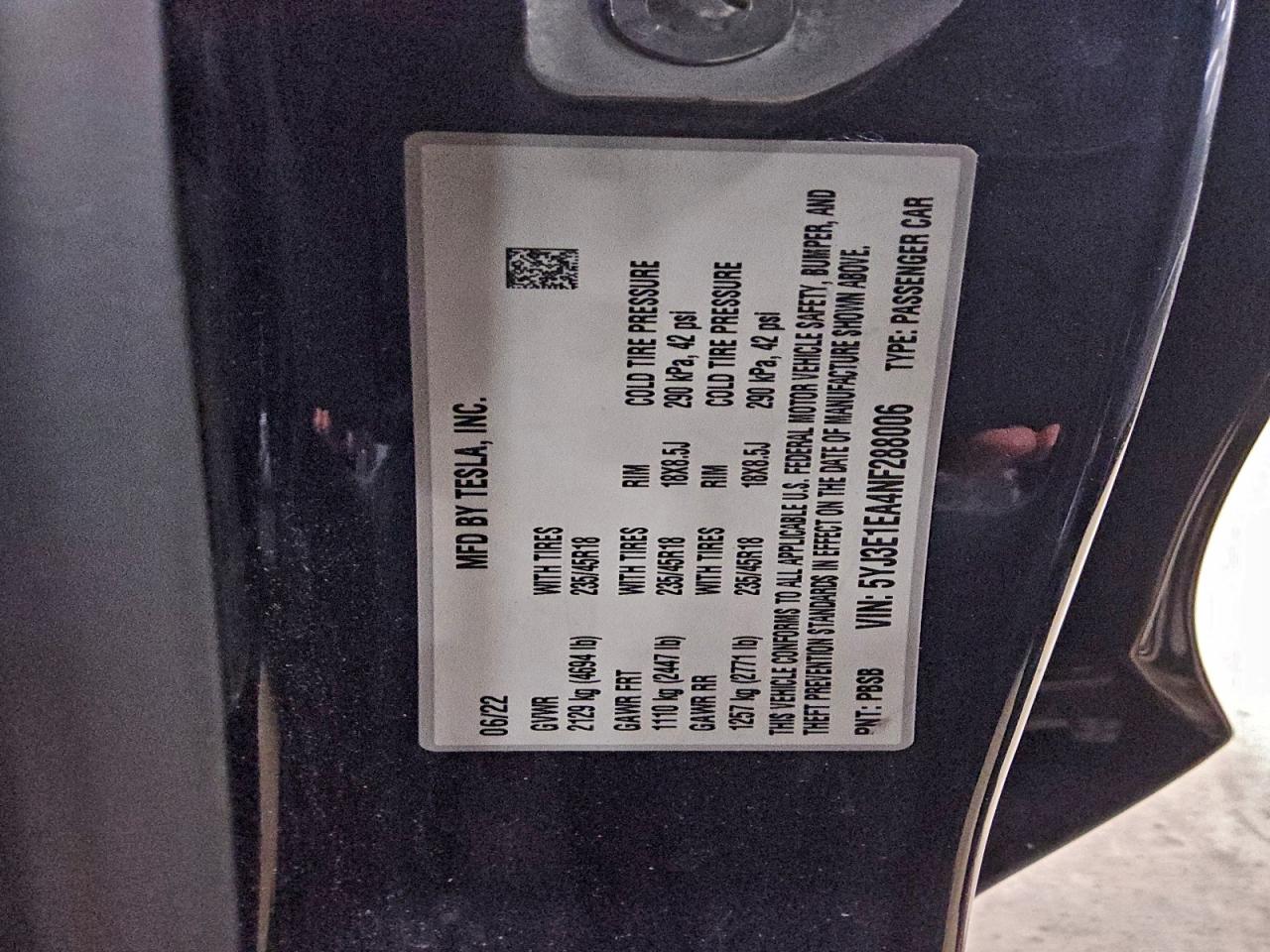 2022 TESLA MODEL 3 photo 23
