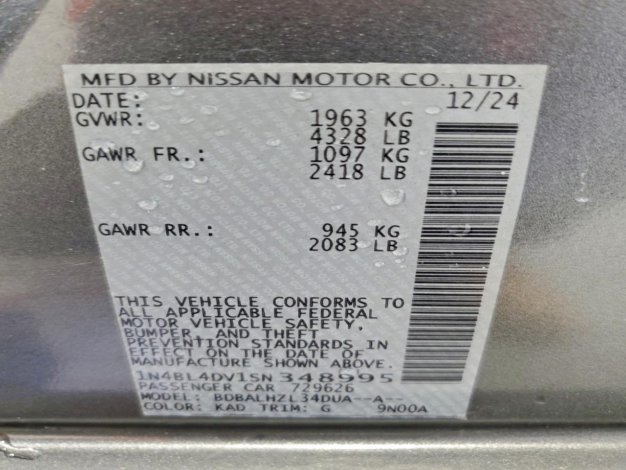 2025 NISSAN ALTIMA SV photo 12
