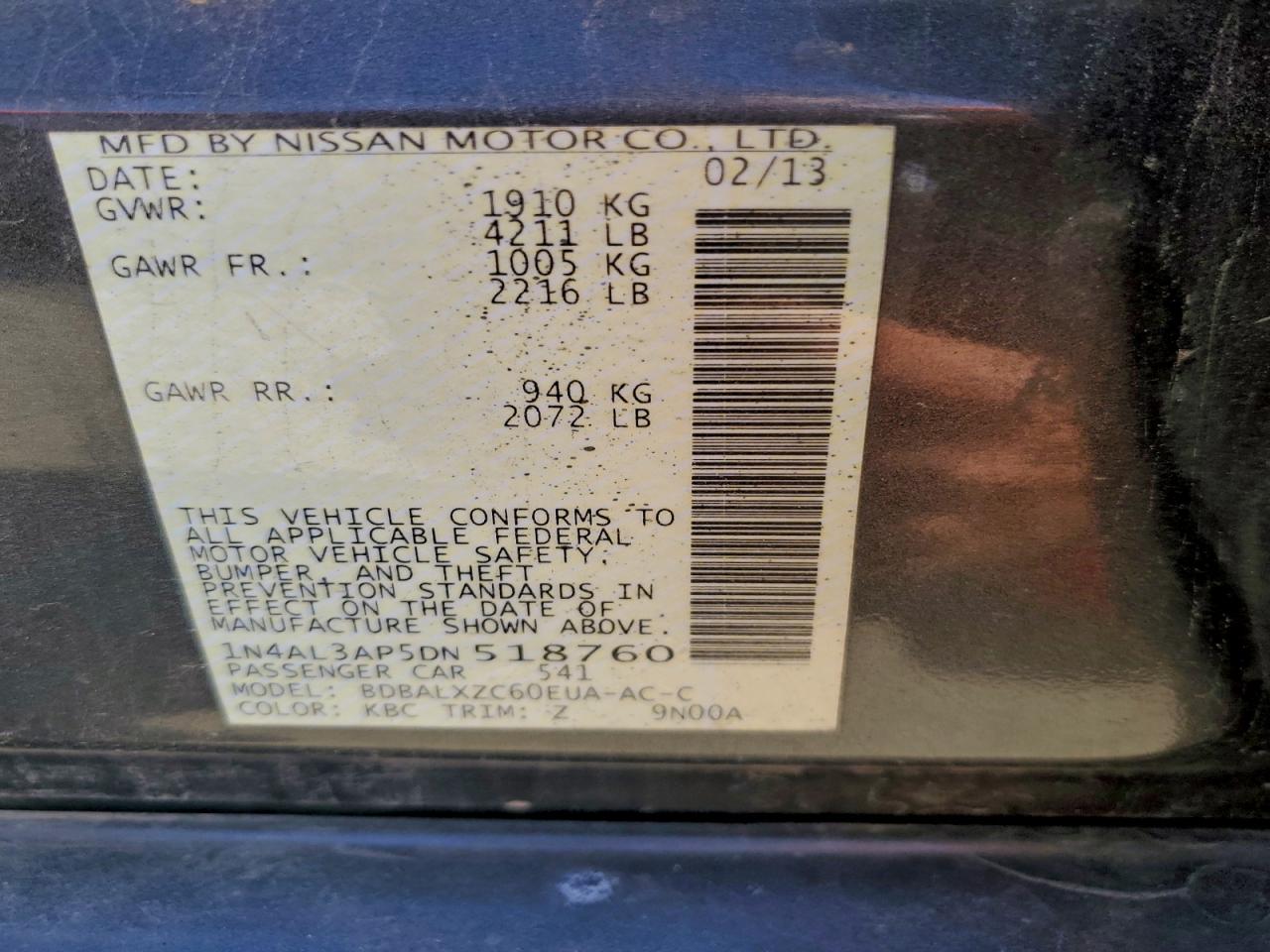 2013 NISSAN ALTIMA 2.5 photo 12