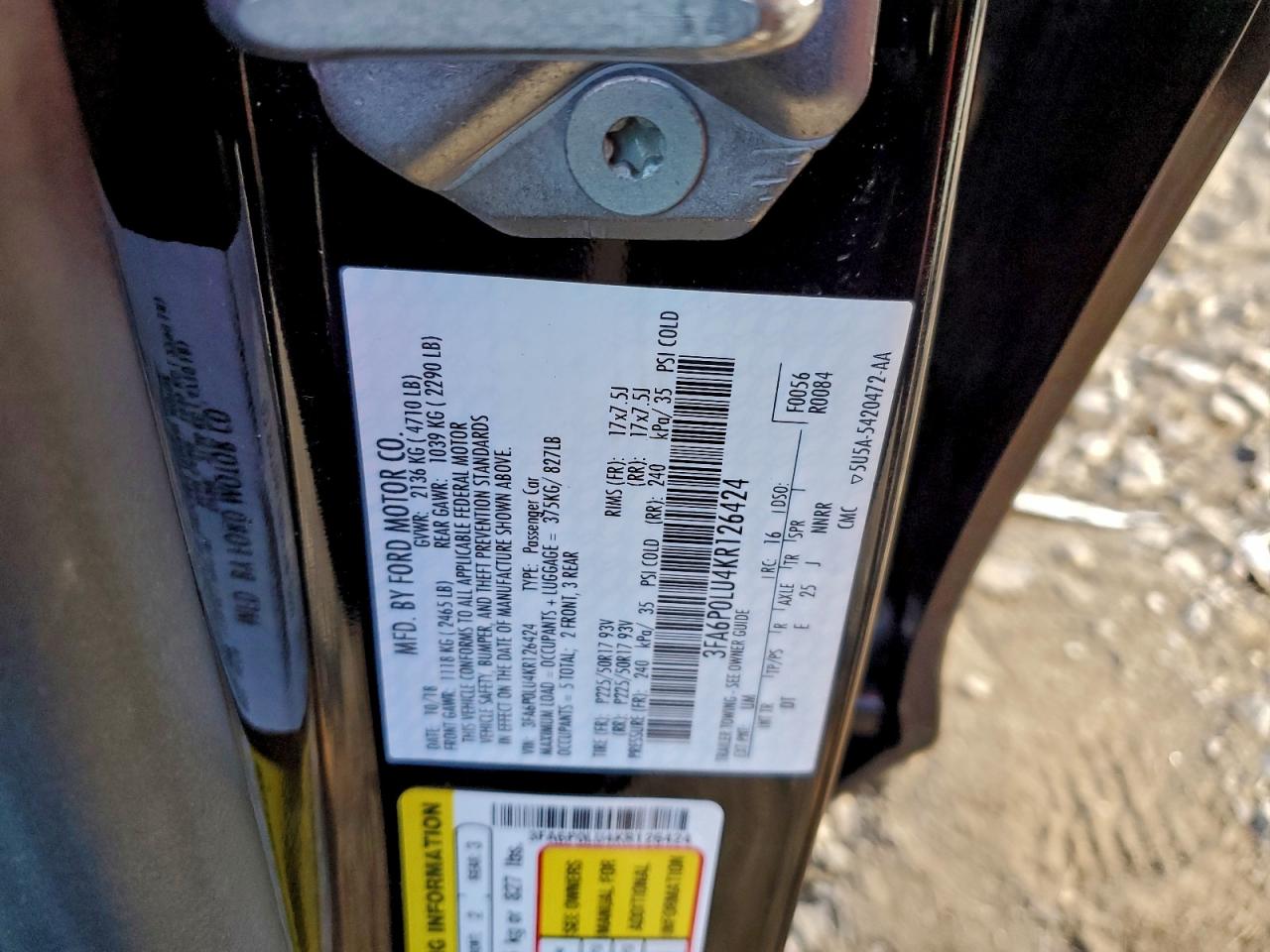2019 FORD FUSION SE photo 12