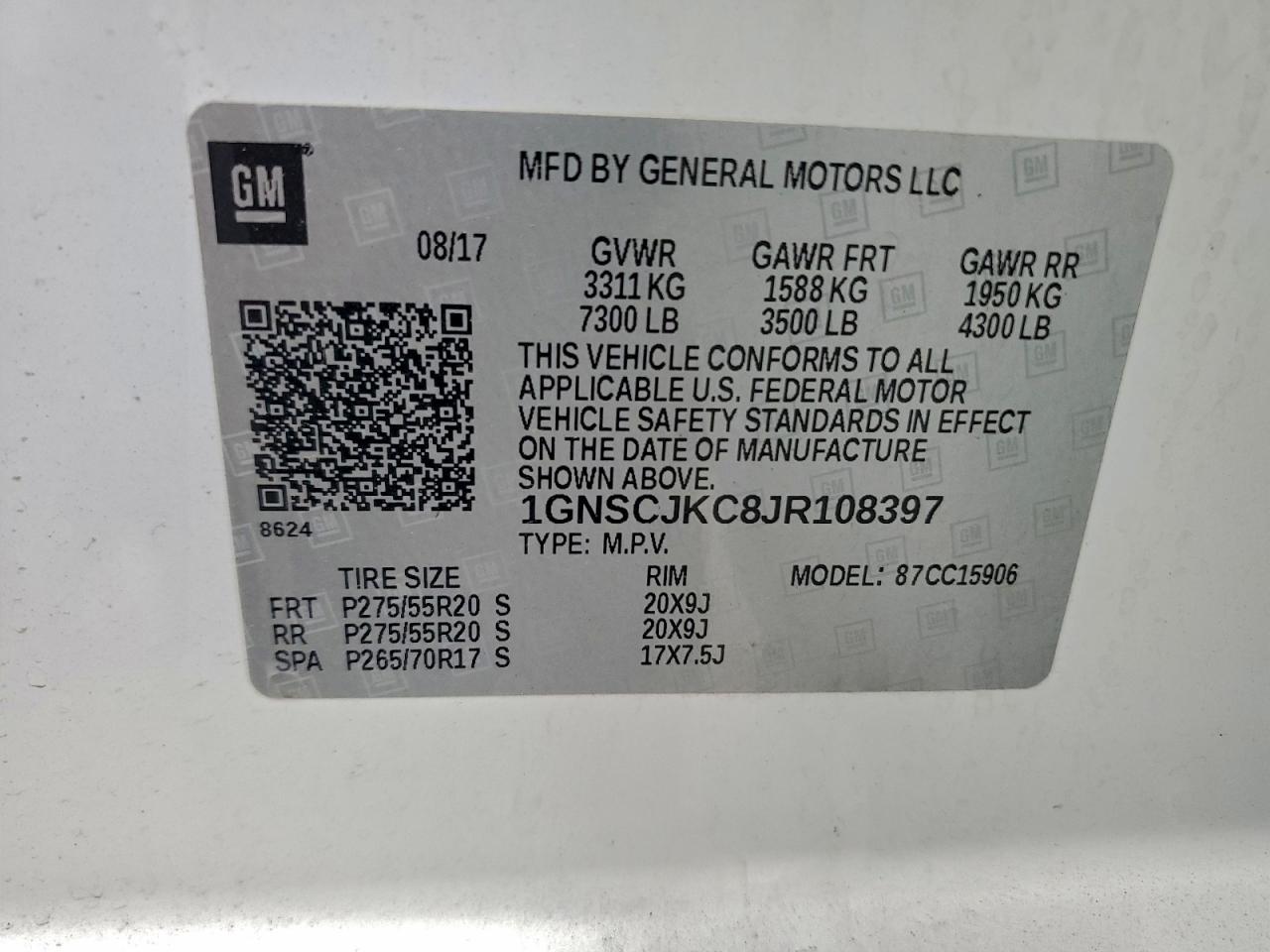 2018 CHEVROLET SUBURBAN C1500 PREMIER photo 12