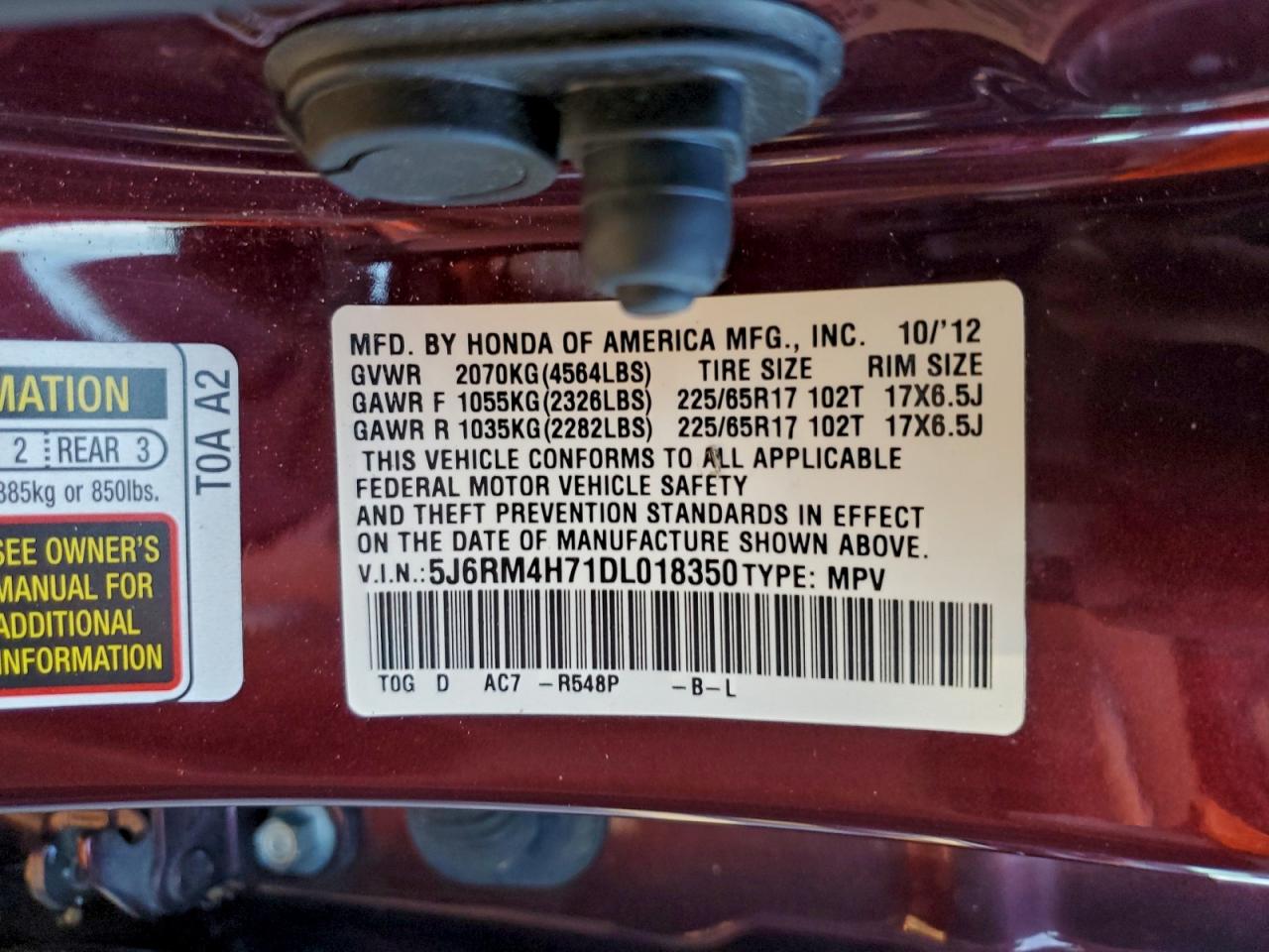 2013 HONDA CR-V EXL photo 12