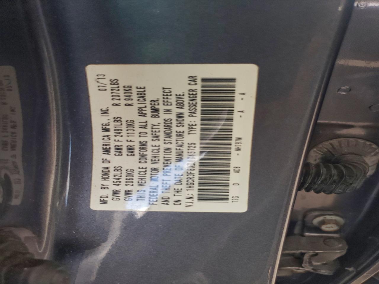 2013 HONDA ACCORD EXL photo 25