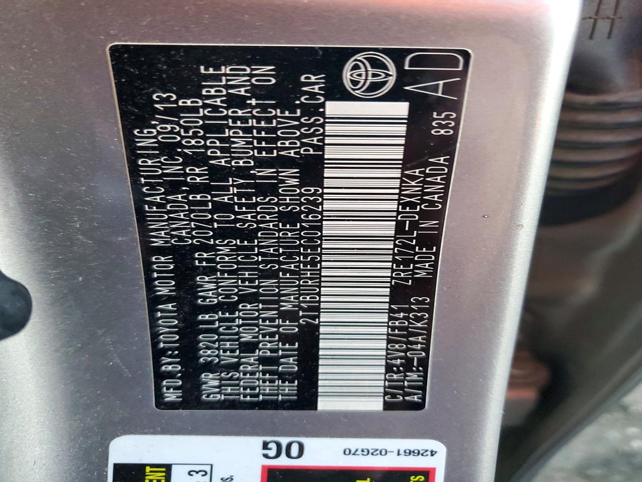 2014 TOYOTA COROLLA L photo 23