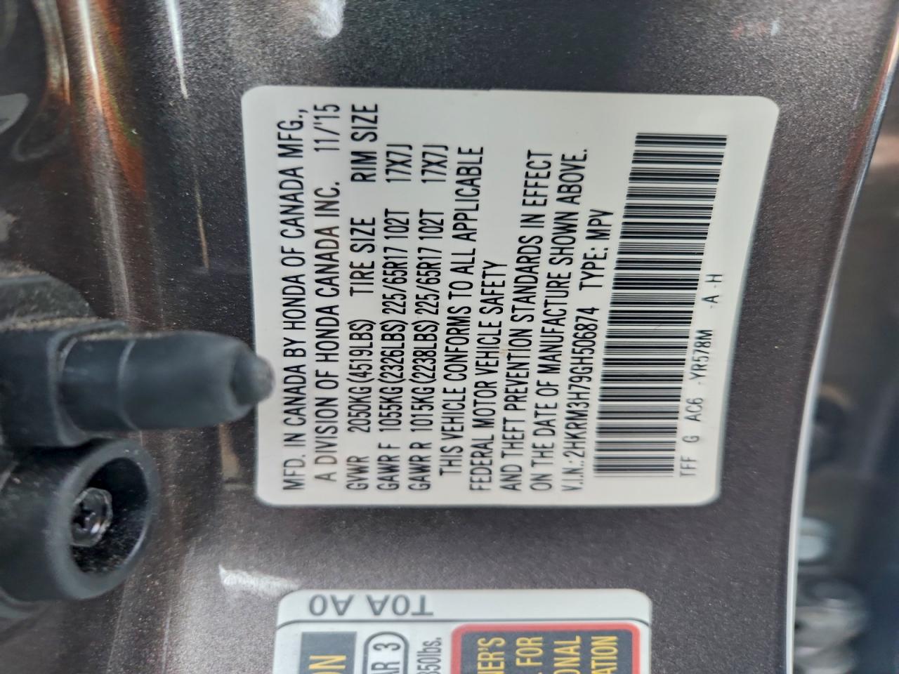 2016 HONDA CR-V EXL photo 13