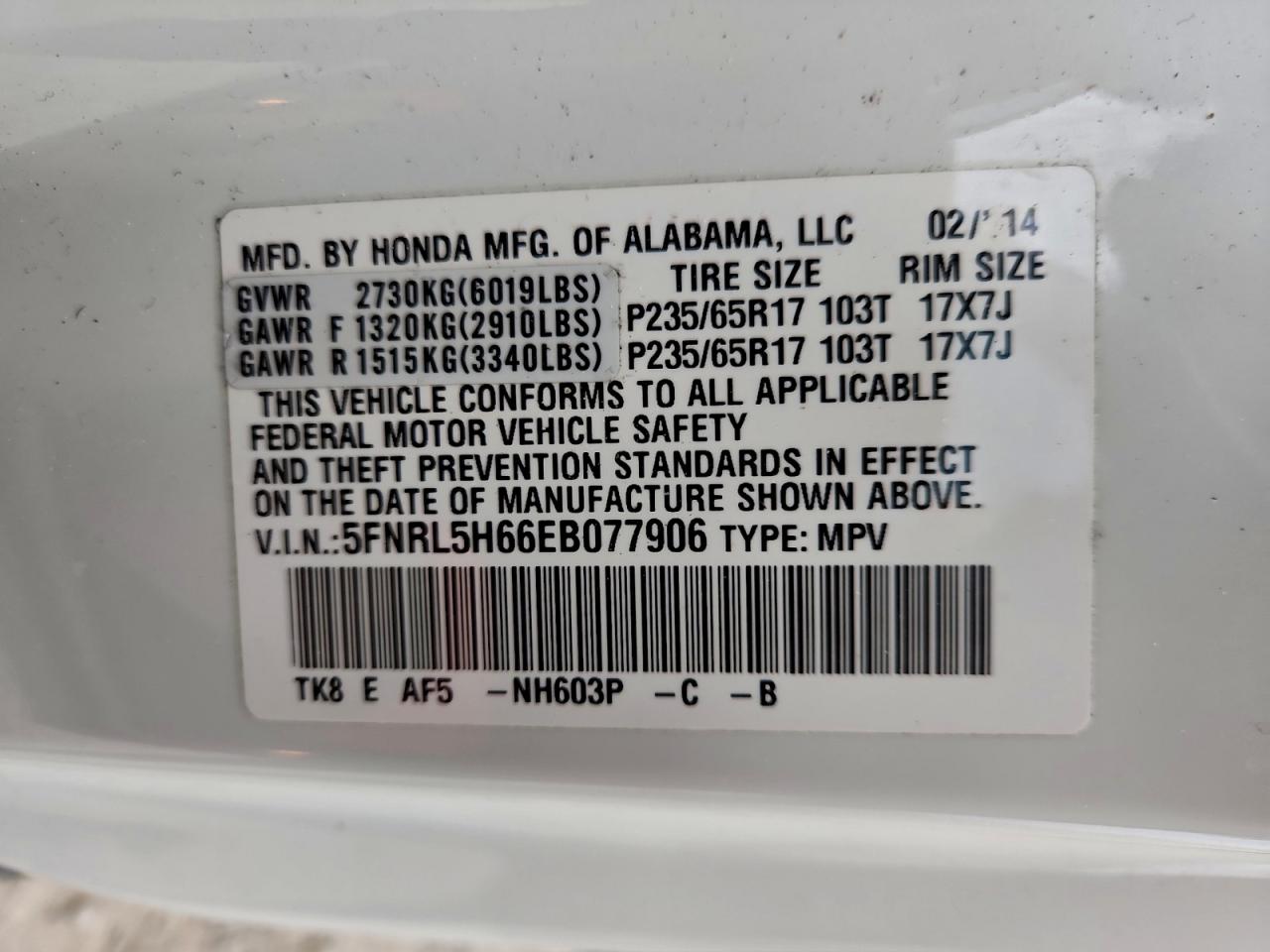 2014 HONDA ODYSSEY EXL photo 25