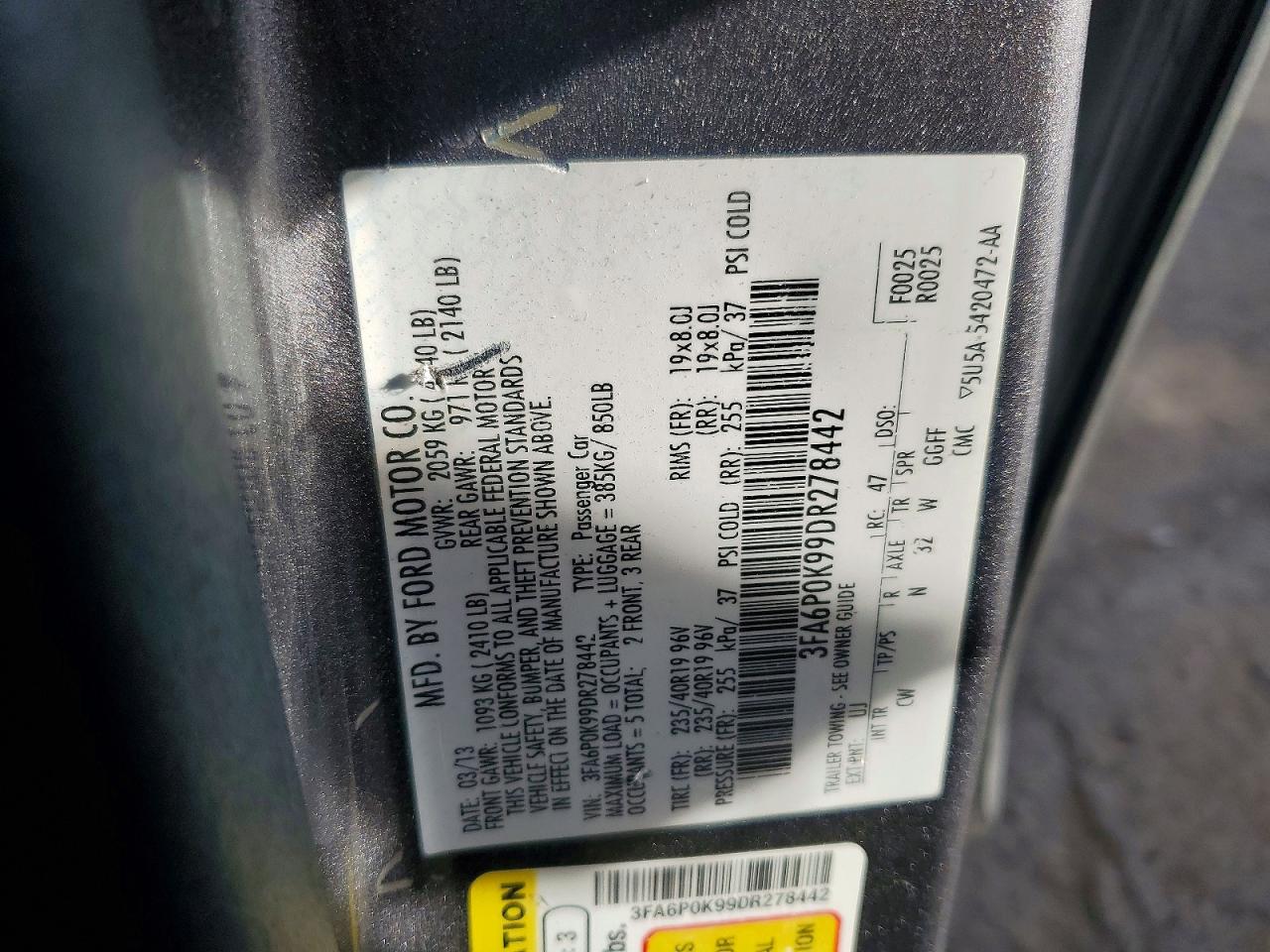 2013 FORD FUSION TITANIUM photo 12
