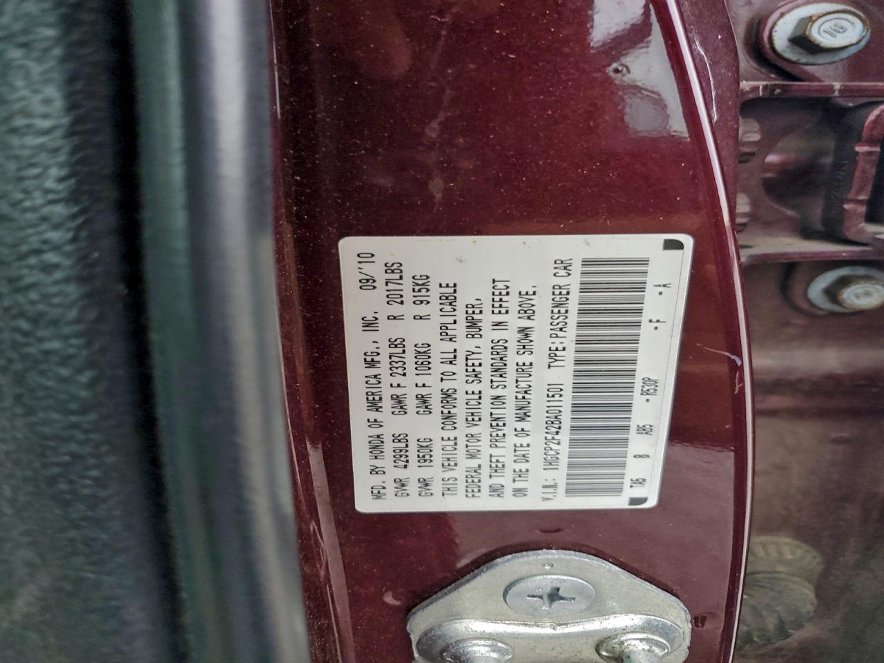 2011 HONDA ACCORD LXP photo 12