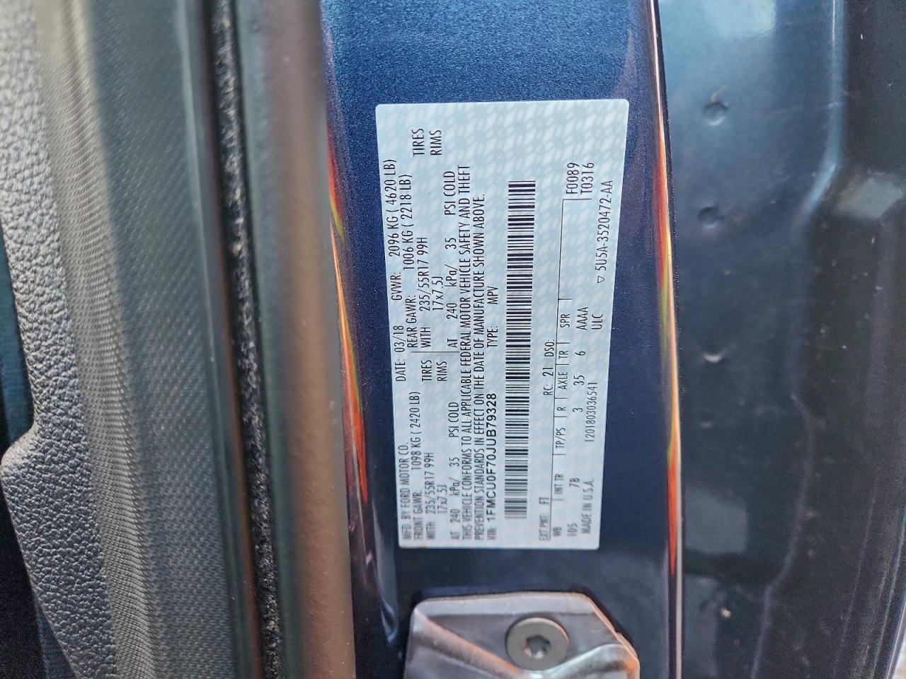 2018 FORD ESCAPE S photo 13
